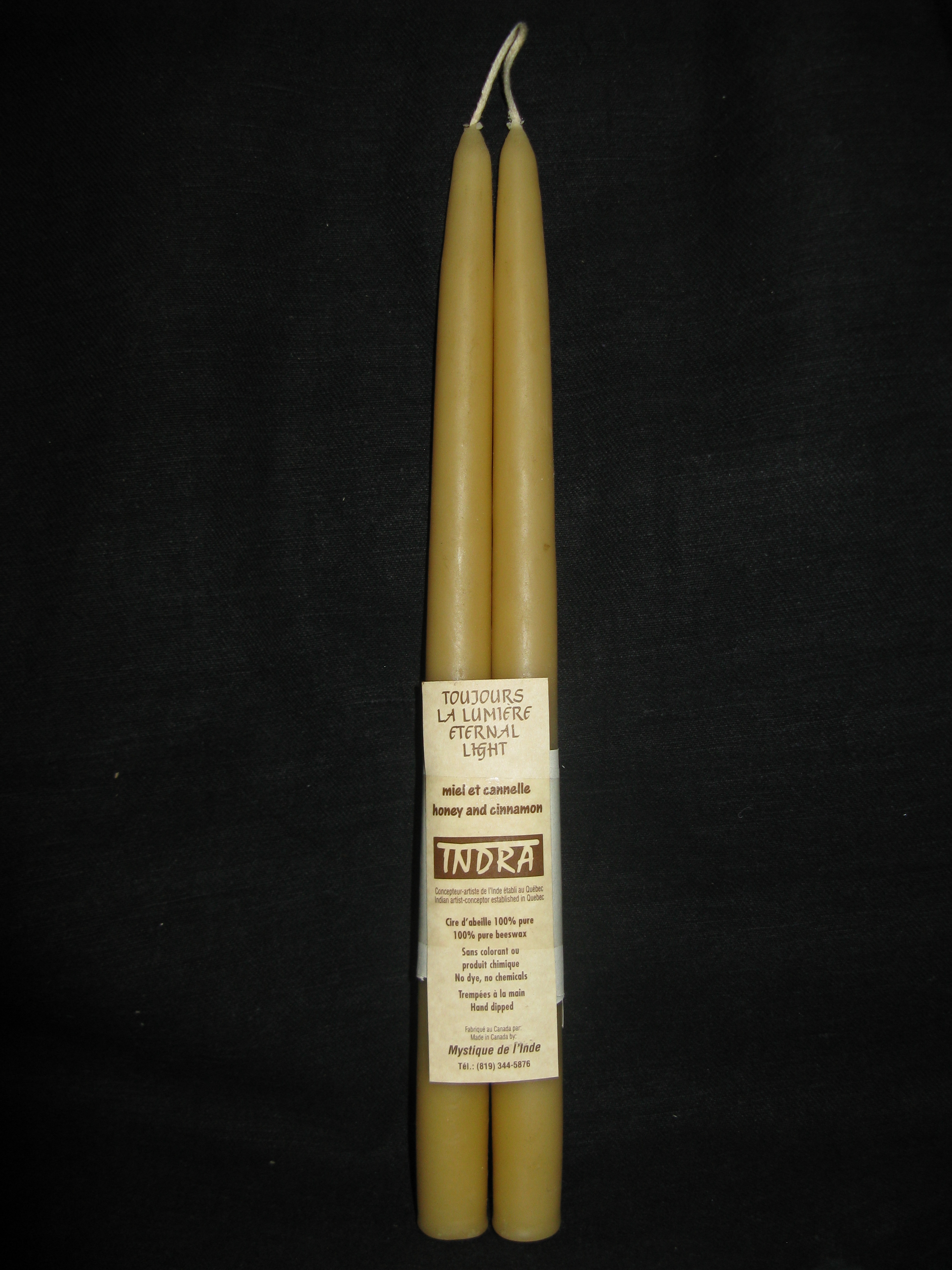 11 Inch Handmade Beeswax Taper Candle - Honey and Cinnamon ( 1 Pair)