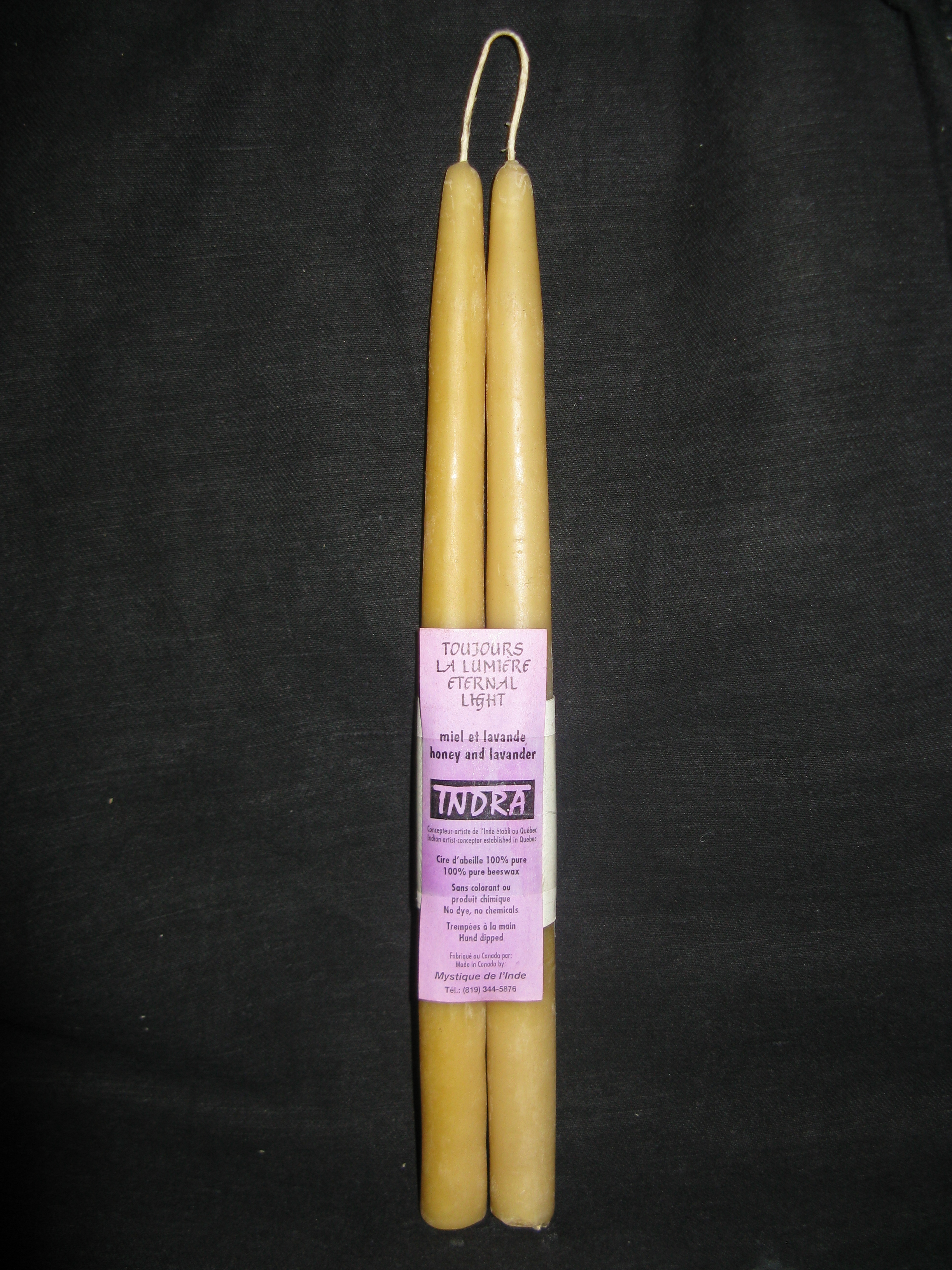 13 Inch Handmade Beeswax Taper Candle - Honey and Lavender ( 1 Pair)