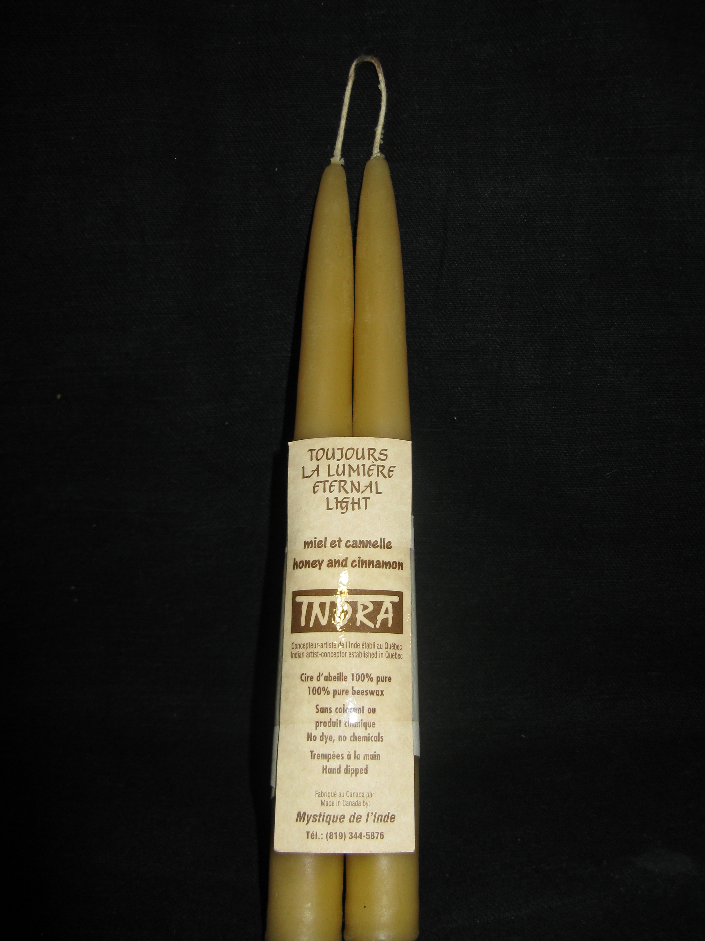 9 Inch Handmade Beeswax Taper Candle - Honey and Cinnamon  ( 1 Pair)