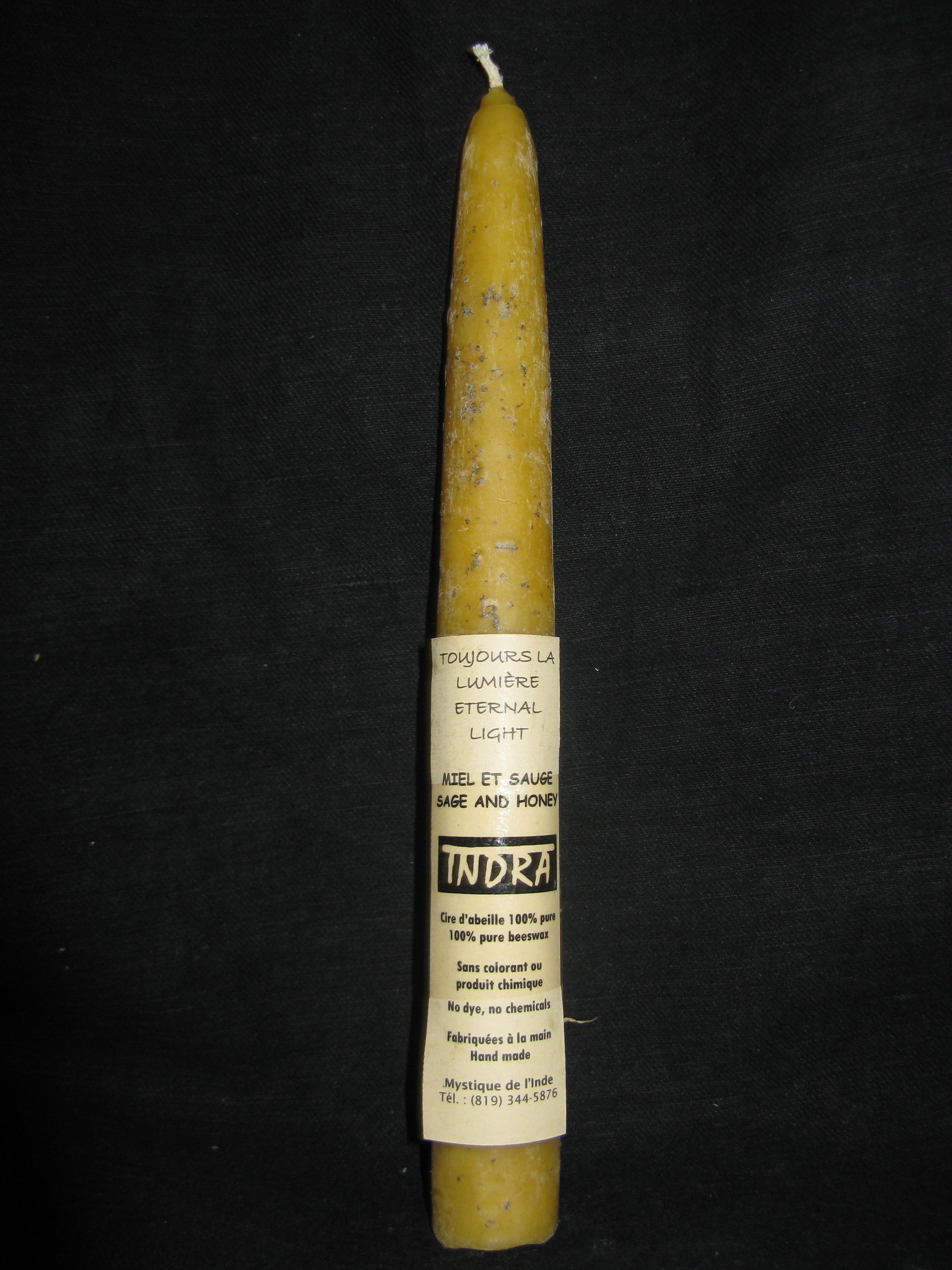 8 Inch Handmade Beeswax Pillar Candle - Honey and Sage